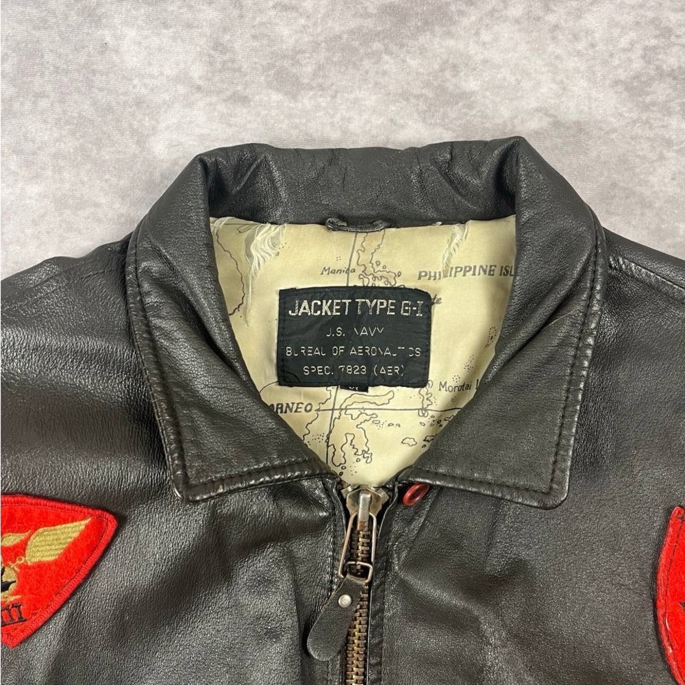 [139] Vintage Avirex Type G-1 Us
Navy Leather Bomber Jacket XL Size - Picture 3 of 8